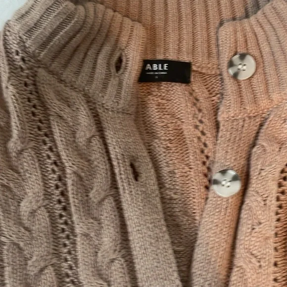 New ABLE cable knit cardigan button up high neck - Picture 2 of 3
